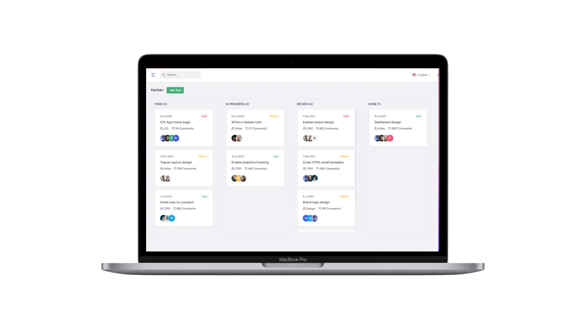 Advanced Kanban board interface